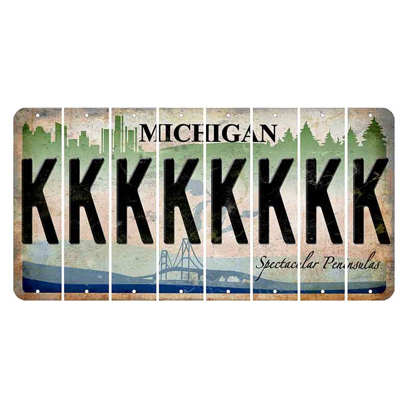 Michigan Spectacular Peninsulas Cut License Plate Strips (Set of 8) K