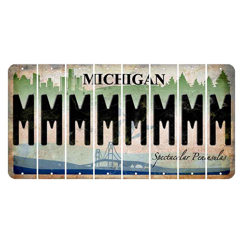 Michigan Spectacular Peninsulas Cut License Plate Strips (Set of 8) M