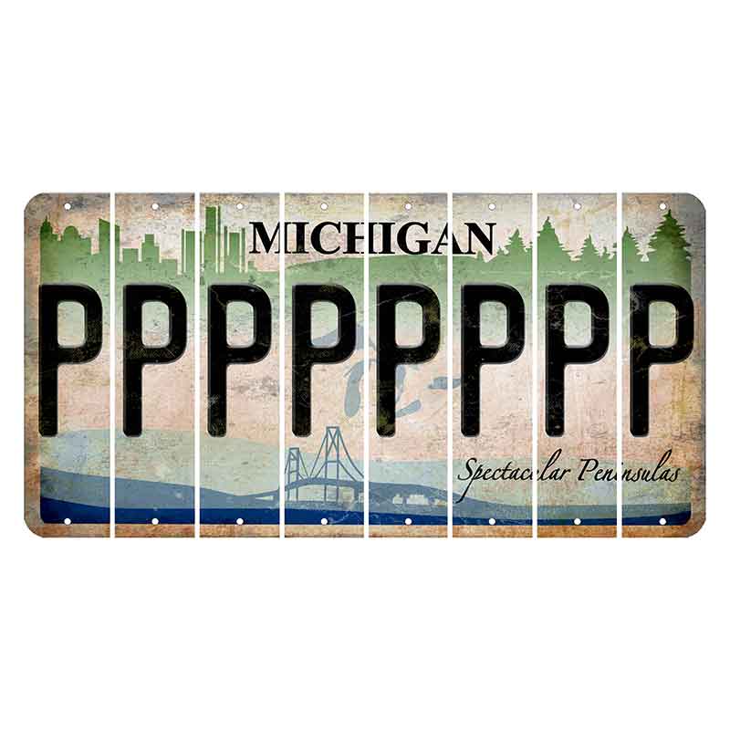 Michigan Spectacular Peninsulas Cut License Plate Strips (Set of 8) P