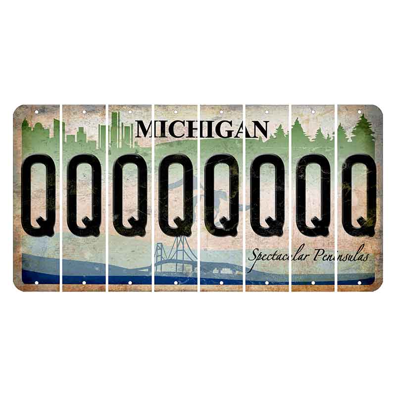 Michigan Spectacular Peninsulas Cut License Plate Strips (Set of 8) Q