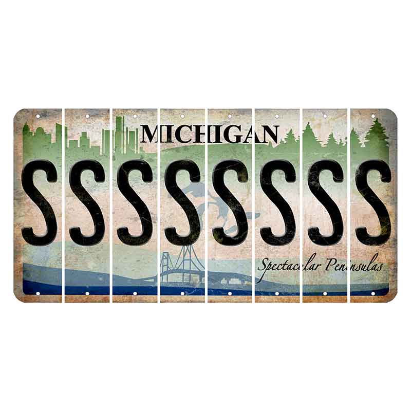 Michigan Spectacular Peninsulas Cut License Plate Strips (Set of 8) S