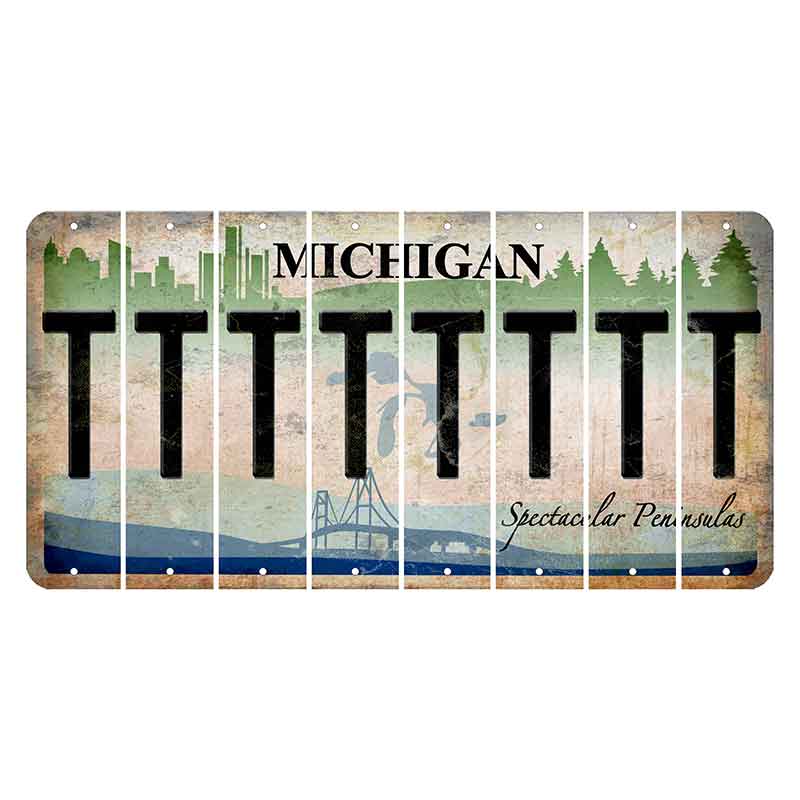 Michigan Spectacular Peninsulas Cut License Plate Strips (Set of 8) T