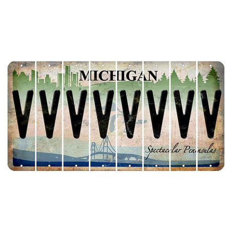 Michigan Spectacular Peninsulas Cut License Plate Strips (Set of 8) V