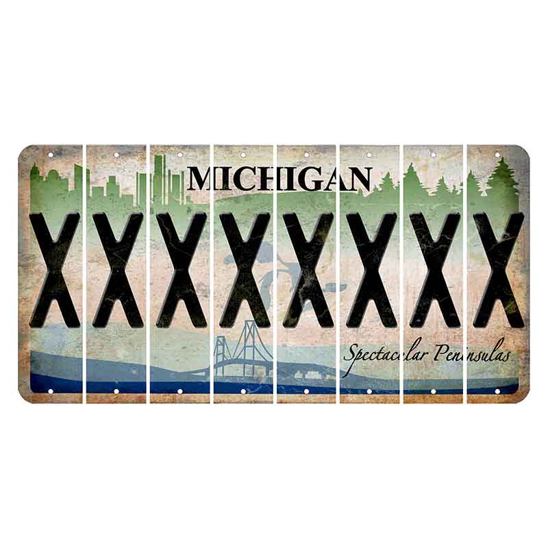 Michigan Spectacular Peninsulas Cut License Plate Strips (Set of 8) X