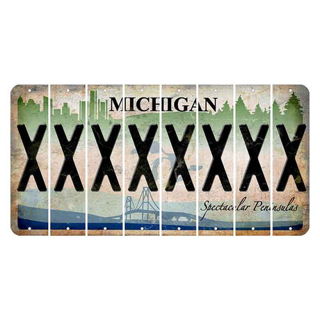 Michigan Spectacular Peninsulas Cut License Plate Strips (Set of 8) X