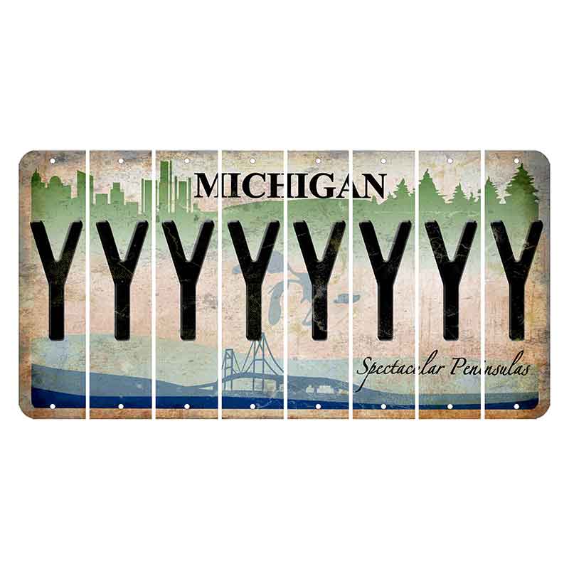 Michigan Spectacular Peninsulas Cut License Plate Strips (Set of 8) Y