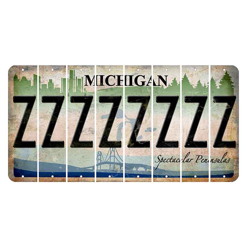 Michigan Spectacular Peninsulas Cut License Plate Strips (Set of 8) Z