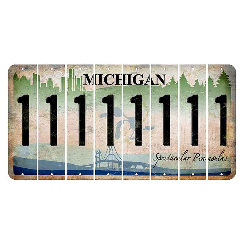 Michigan Spectacular Peninsulas Cut License Plate Strips (Set of 8) 1