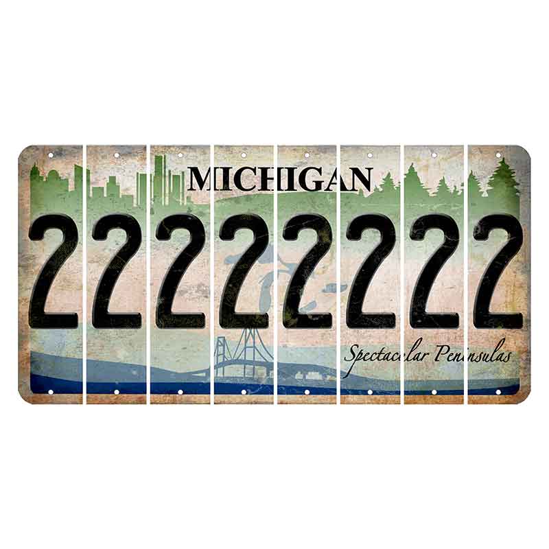 Michigan Spectacular Peninsulas Cut License Plate Strips (Set of 8) 2