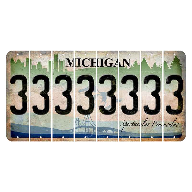 Michigan Spectacular Peninsulas Cut License Plate Strips (Set of 8) 3