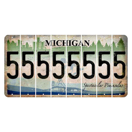 Michigan Spectacular Peninsulas Cut License Plate Strips (Set of 8) 5