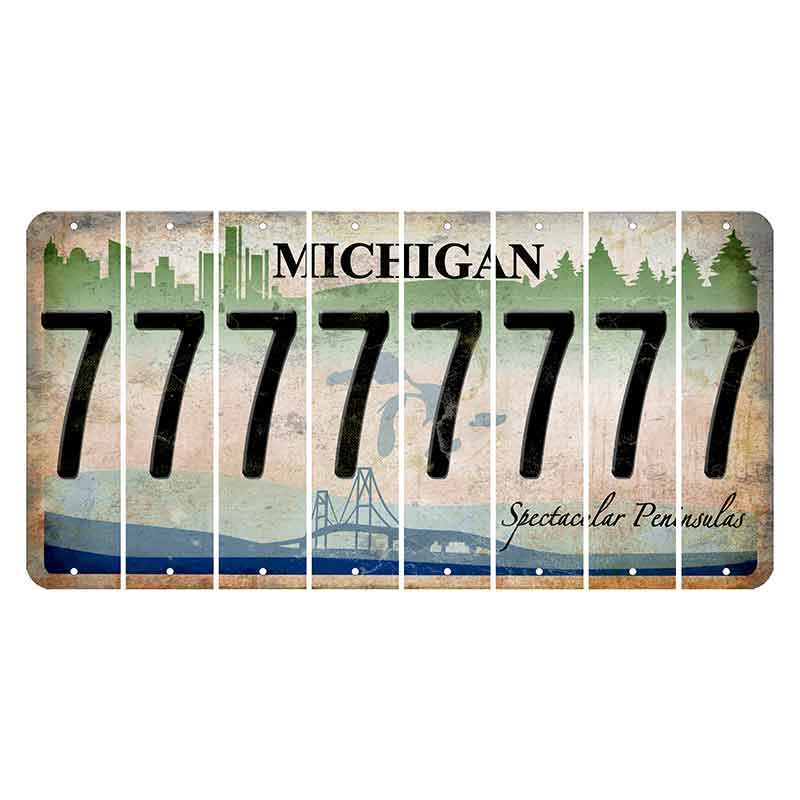 Michigan Spectacular Peninsulas Cut License Plate Strips (Set of 8) 7