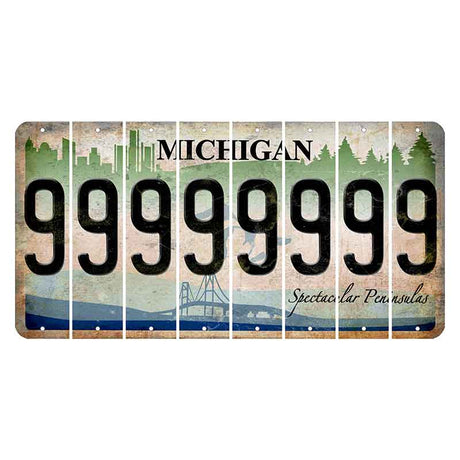 Michigan Spectacular Peninsulas Cut License Plate Strips (Set of 8) 9