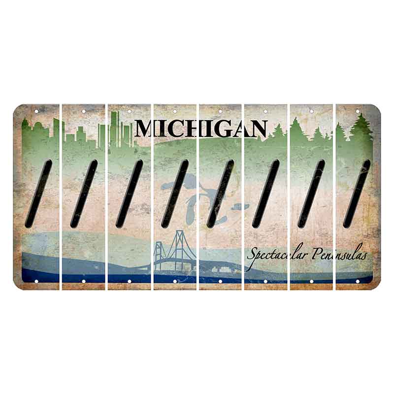 Michigan Spectacular Peninsulas Cut License Plate Strips (Set of 8) Forward Slash