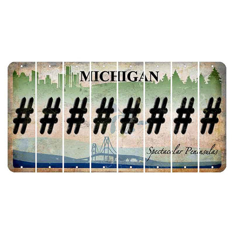 Michigan Spectacular Peninsulas Cut License Plate Strips (Set of 8) Hashtag