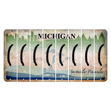 Michigan Spectacular Peninsulas Cut License Plate Strips (Set of 8) Parenthesis - Left