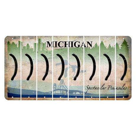 Michigan Spectacular Peninsulas Cut License Plate Strips (Set of 8) Parenthesis - Right