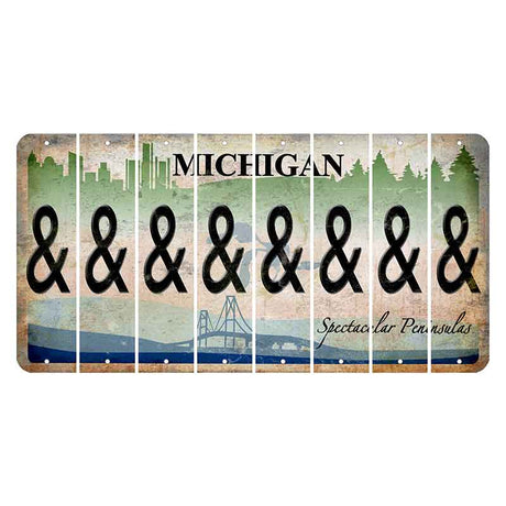 Michigan Spectacular Peninsulas Cut License Plate Strips (Set of 8) And Sign