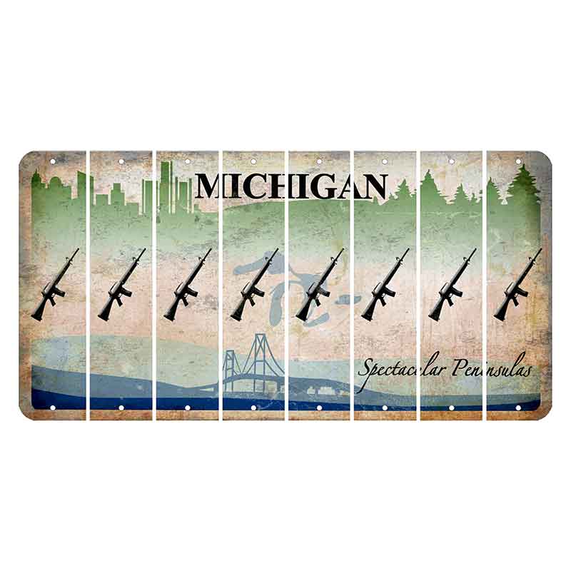 Michigan Spectacular Peninsulas Cut License Plate Strips (Set of 8) Rifle