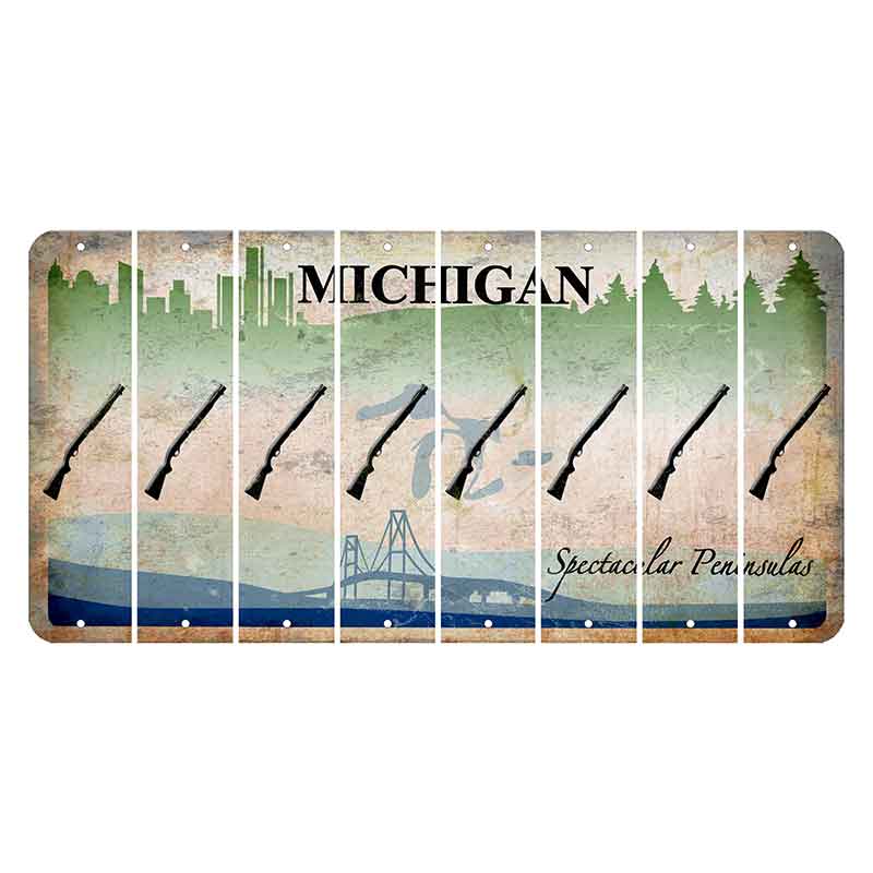 Michigan Spectacular Peninsulas Cut License Plate Strips (Set of 8) Shotgun