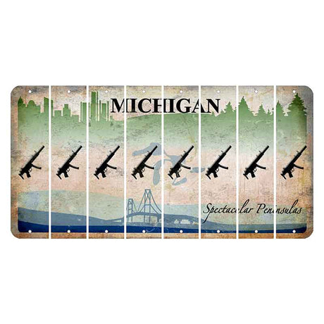 Michigan Spectacular Peninsulas Cut License Plate Strips (Set of 8) Submachine Gun