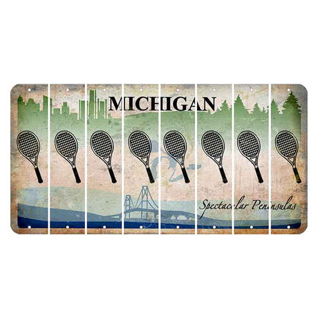 Michigan Spectacular Peninsulas Cut License Plate Strips (Set of 8) Tennis Racket