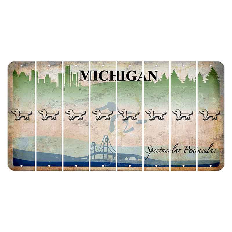 Michigan Spectacular Peninsulas Cut License Plate Strips (Set of 8) Dog