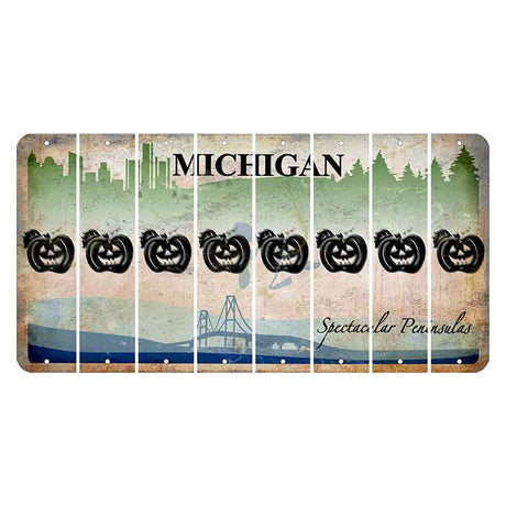 Michigan Spectacular Peninsulas Cut License Plate Strips (Set of 8) Pumpkin