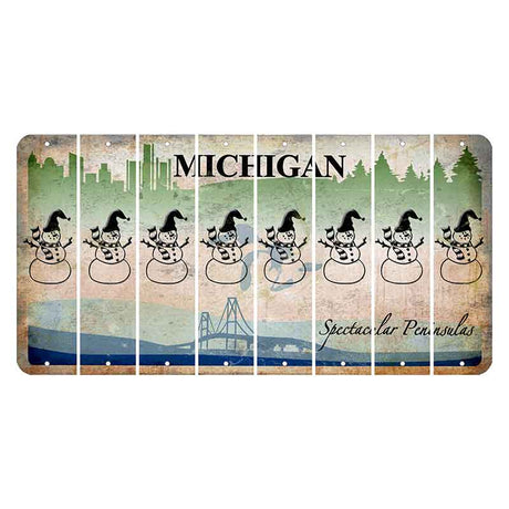 Michigan Spectacular Peninsulas Cut License Plate Strips (Set of 8) Snowman