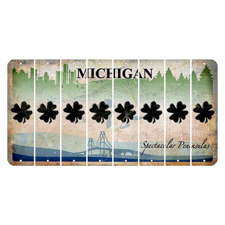 Michigan Spectacular Peninsulas Cut License Plate Strips (Set of 8) Shamrock