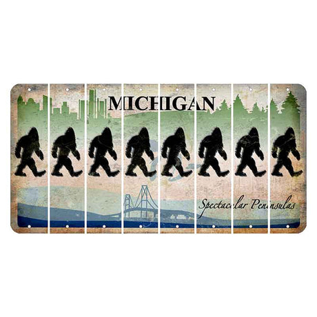 Michigan Spectacular Peninsulas Cut License Plate Strips (Set of 8) Bigfoot