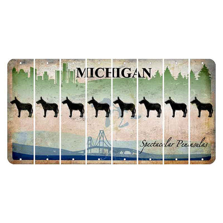 Michigan Spectacular Peninsulas Cut License Plate Strips (Set of 8) Donkey