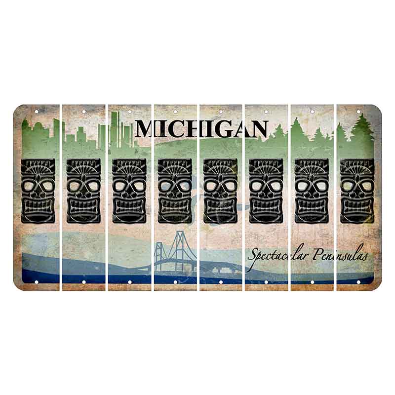 Michigan Spectacular Peninsulas Cut License Plate Strips (Set of 8) Tiki