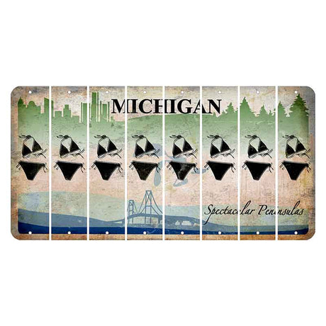 Michigan Spectacular Peninsulas Cut License Plate Strips (Set of 8) Bikini