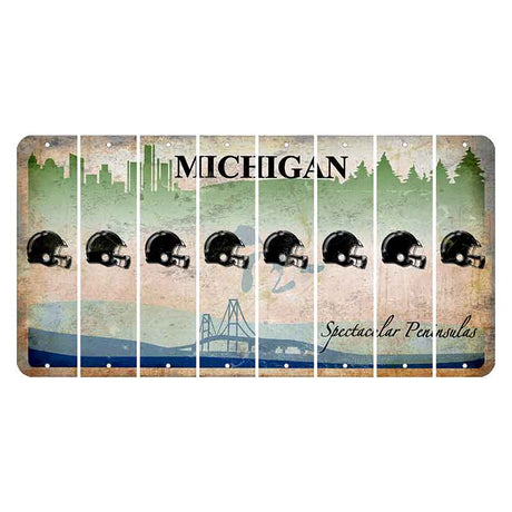 Michigan Spectacular Peninsulas Cut License Plate Strips (Set of 8) Football Helmet