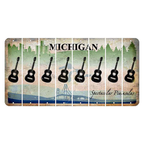 Michigan Spectacular Peninsulas Cut License Plate Strips (Set of 8) Guitar