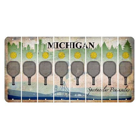 Michigan Spectacular Peninsulas Cut License Plate Strips (Set of 8) Pickleball