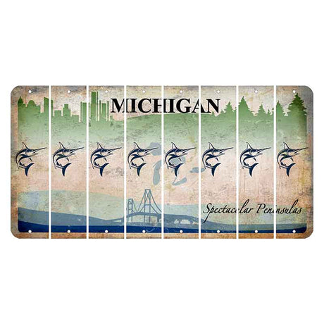 Michigan Spectacular Peninsulas Cut License Plate Strips (Set of 8) Swordfish