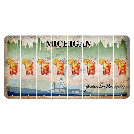 Michigan Spectacular Peninsulas Cut License Plate Strips (Set of 8) Cocktail