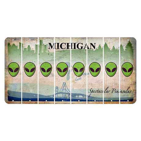 Michigan Spectacular Peninsulas Cut License Plate Strips (Set of 8) Alien