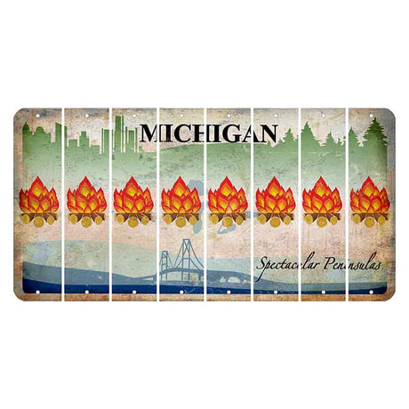 Michigan Spectacular Peninsulas Cut License Plate Strips (Set of 8) Campfire