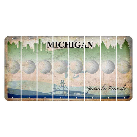 Michigan Spectacular Peninsulas Cut License Plate Strips (Set of 8) Golfball