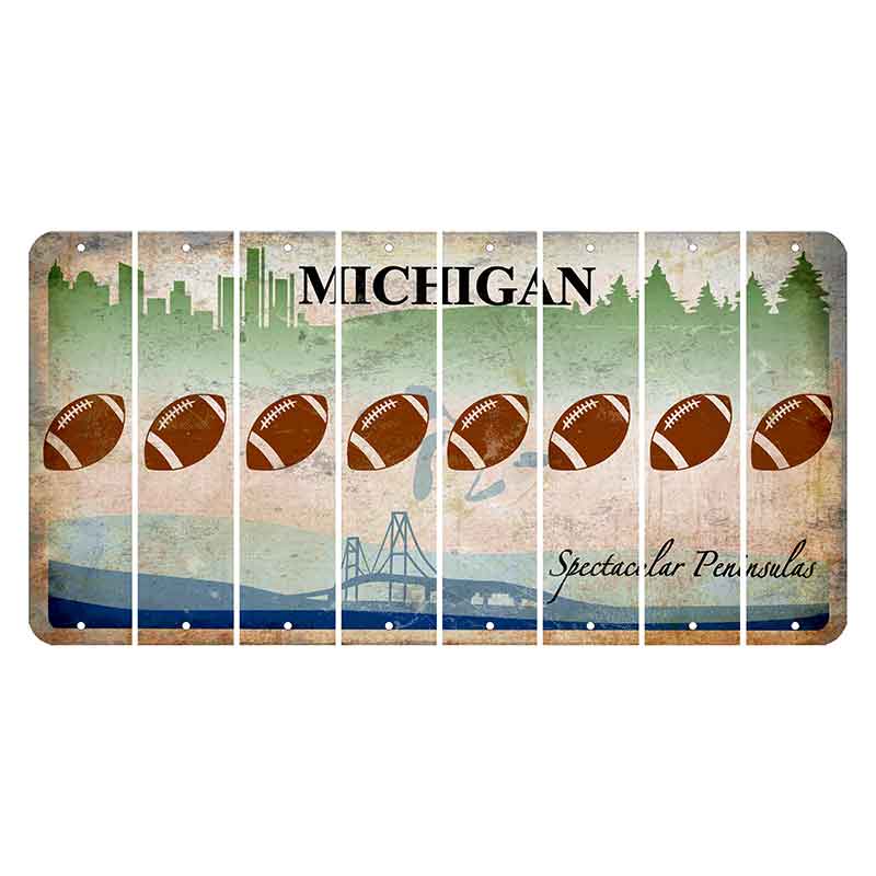 Michigan Spectacular Peninsulas Cut License Plate Strips (Set of 8) Football