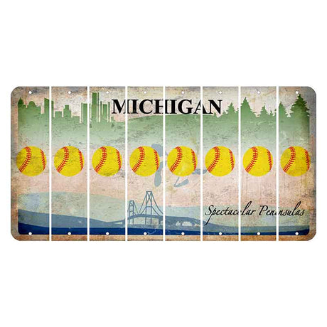 Michigan Spectacular Peninsulas Cut License Plate Strips (Set of 8) Softball