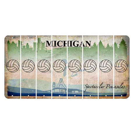 Michigan Spectacular Peninsulas Cut License Plate Strips (Set of 8) Volleyball