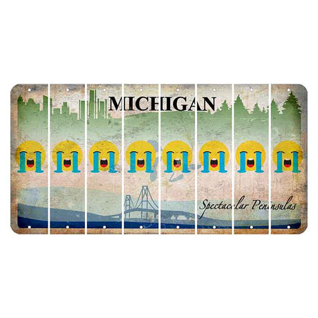 Michigan Spectacular Peninsulas Cut License Plate Strips (Set of 8) Emoji - Crying