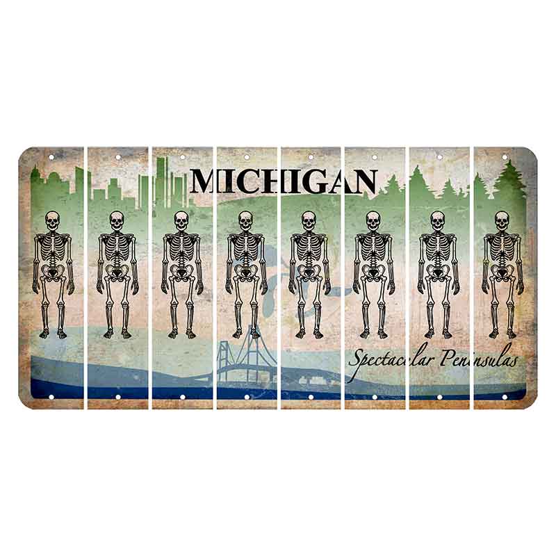 Michigan Spectacular Peninsulas Cut License Plate Strips (Set of 8) Skeleton