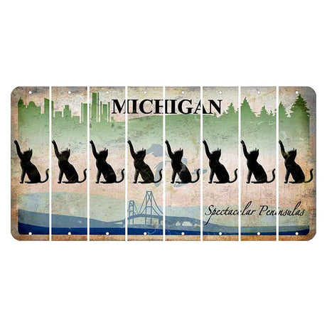 Michigan Spectacular Peninsulas Cut License Plate Strips (Set of 8) Cat