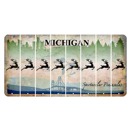 Michigan Spectacular Peninsulas Cut License Plate Strips (Set of 8) Reindeer