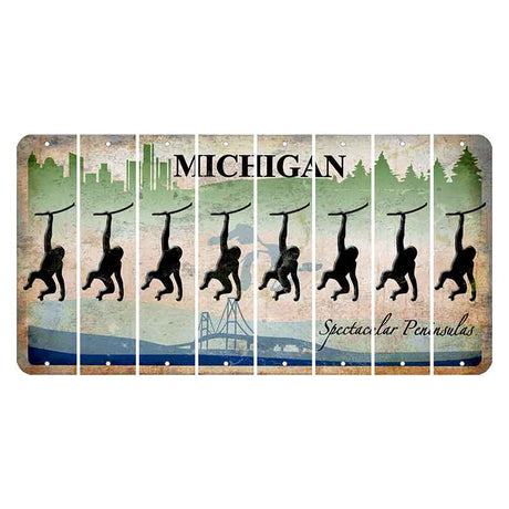 Michigan Spectacular Peninsulas Cut License Plate Strips (Set of 8) Monkey